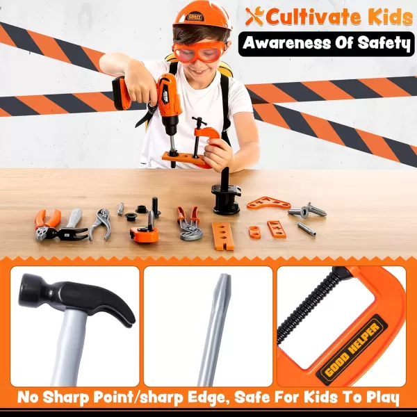 JOYIN 32PCS Kids Tool Set Pretend Play Toddler Tool Toys with Construction Backpack Costume ampamp Electronic Toy Drill for Boy Girl Halloween Present Birthday Dress Up Party
