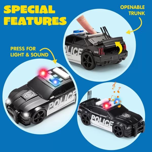 JOYIN 4 Packs Emergency Vehicle Toy Playsets Friction Powered Vehicles with Light and Sound Including Fire Truck Ambulance Toy Play Police Car and Toy Helicopter Best Toddler Kids Boys Gifts