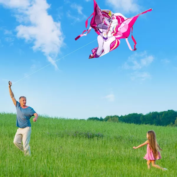 JOYIN 433 Giant Unicorn Kite Easy to Fly Huge Kites for Kids and Adults with 2625 ft Kite String Large Beach Kite for Outdoor Games and Activities