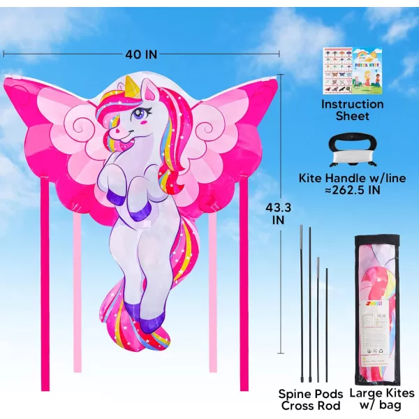 JOYIN 433 Giant Unicorn Kite Easy to Fly Huge Kites for Kids and Adults with 2625 ft Kite String Large Beach Kite for Outdoor Games and Activities