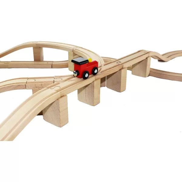 JOYIN 62 Pieces Wooden Train Track Set Including 1 Thomas Magnetic Toy Train Wooden Railway Set Compatible with Versatile Brands Birthday Holiday Party Favor Gifts for Boys Girls 38 Years Old
