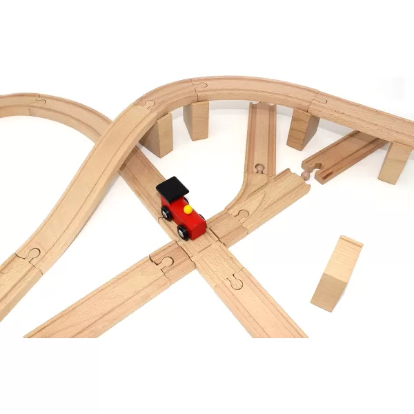 JOYIN 62 Pieces Wooden Train Track Set Including 1 Thomas Magnetic Toy Train Wooden Railway Set Compatible with Versatile Brands Birthday Holiday Party Favor Gifts for Boys Girls 38 Years Old