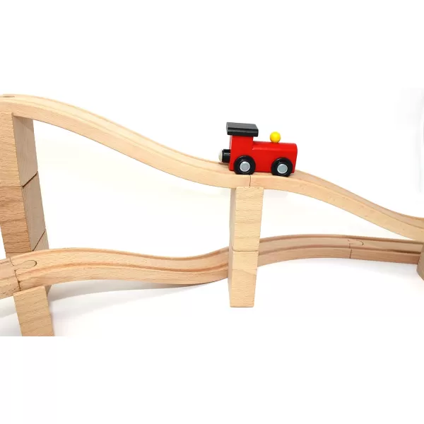 JOYIN 62 Pieces Wooden Train Track Set Including 1 Thomas Magnetic Toy Train Wooden Railway Set Compatible with Versatile Brands Birthday Holiday Party Favor Gifts for Boys Girls 38 Years Old