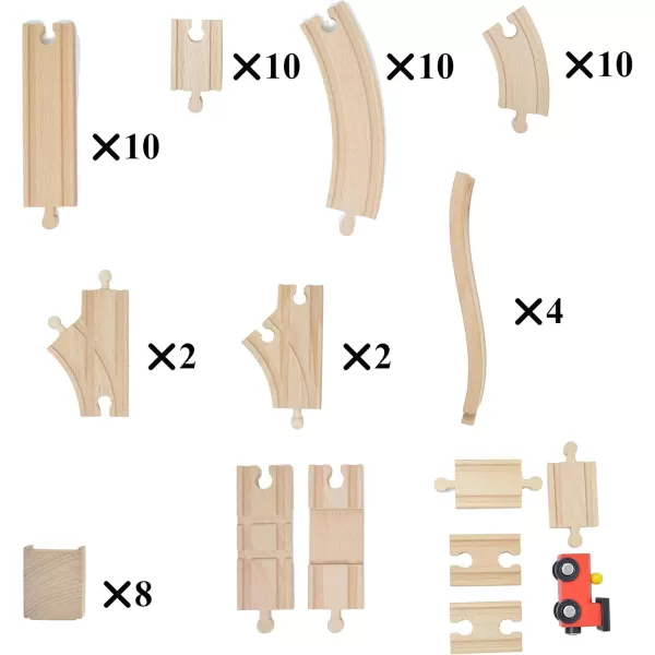 JOYIN 62 Pieces Wooden Train Track Set Including 1 Thomas Magnetic Toy Train Wooden Railway Set Compatible with Versatile Brands Birthday Holiday Party Favor Gifts for Boys Girls 38 Years Old