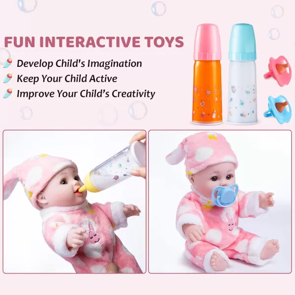 JOYIN Doll Magic Bottle Set 2 Disappearing Magic Milk ampamp Juice Bottles with Caps and 2 Toy Pacifiers Baby Doll Accessories Feeding Set Stuff for Girls Christmas Birthday Gift