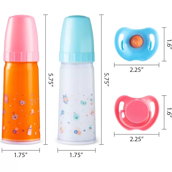JOYIN Doll Magic Bottle Set 2 Disappearing Magic Milk ampamp Juice Bottles with Caps and 2 Toy Pacifiers Baby Doll Accessories Feeding Set Stuff for Girls Christmas Birthday Gift