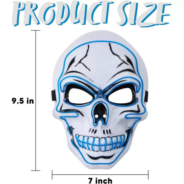 JOYIN Halloween LED Skull Mask with Light Up Gloves Blue Scary Glow Up Skull Mask Glow in The Dark Skeleton Mask for Kids Boys Girls Halloween Cosplay Costumes Accessory Party Dress UpBlue