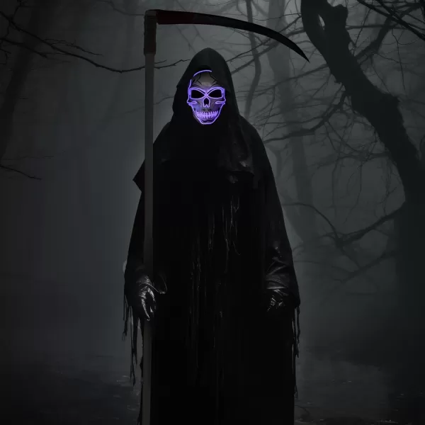 JOYIN Halloween LED Skull Mask with Light Up Gloves Blue Scary Glow Up Skull Mask Glow in The Dark Skeleton Mask for Kids Boys Girls Halloween Cosplay Costumes Accessory Party Dress UpPurple