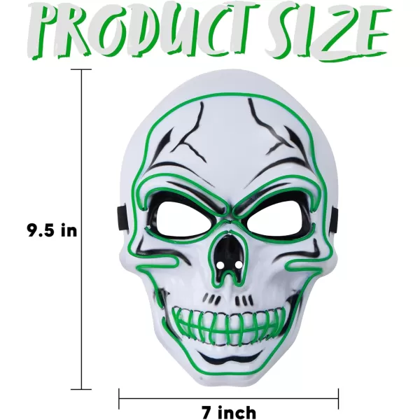 JOYIN Halloween LED Skull Mask with Light Up Gloves Blue Scary Glow Up Skull Mask Glow in The Dark Skeleton Mask for Kids Boys Girls Halloween Cosplay Costumes Accessory Party Dress UpGreen