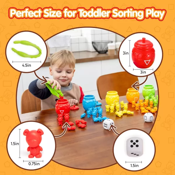JOYIN Rainbow Counting Bears with Matching Sorting Cups  83 Pcs Set Learning Toys for Kids Age 3 Number Sorting Color Recognition Tweezers Dice Instruction Book Educational Gift