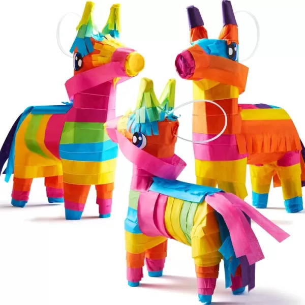 3 pcs Mini Donkey Pinatas 7quotx55quot Cinco De Mayo Rainbow Color for Fun Fiesta Taco Party Supplies Luau Event Photo Props Mexican Theme Decoration Carnivals Festivals Taco Tuesday Event