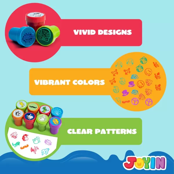JOYIN 100PCS Assorted Stamps for Kids SelfInk Stamps for Party Favor Teacher Stamps Kids Treasure Box Prize for Classroom Easter Egg Stuffers 50 Designs Dinosaur Halloween Stampers