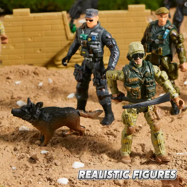 JOYIN 16 PCs Army Men Playset with 12 Realistic Army Ranger Men Action Figures and Weapon Gear Accessories Military Soldiers Action Figures Playset for Boys Gift