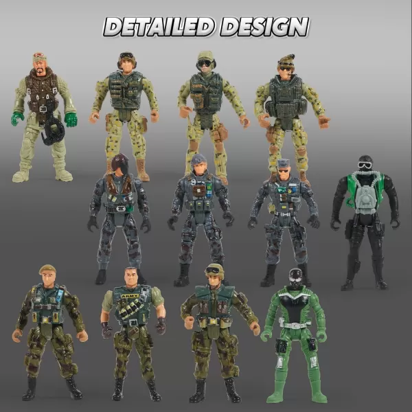 JOYIN 16 PCs Army Men Playset with 12 Realistic Army Ranger Men Action Figures and Weapon Gear Accessories Military Soldiers Action Figures Playset for Boys Gift