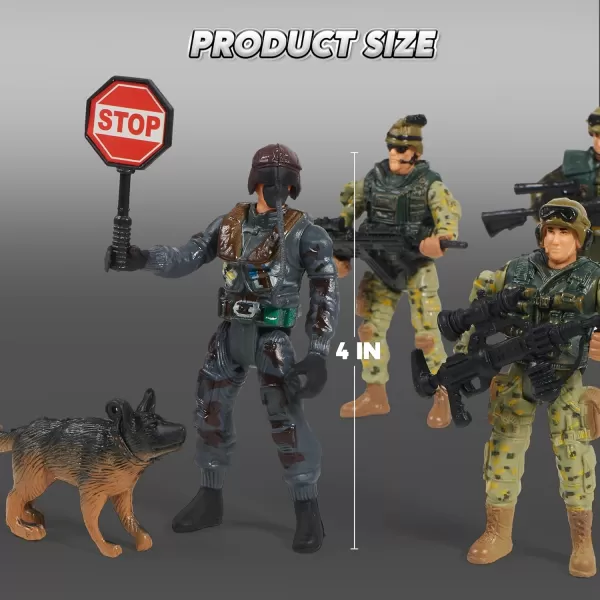 JOYIN 16 PCs Army Men Playset with 12 Realistic Army Ranger Men Action Figures and Weapon Gear Accessories Military Soldiers Action Figures Playset for Boys Gift
