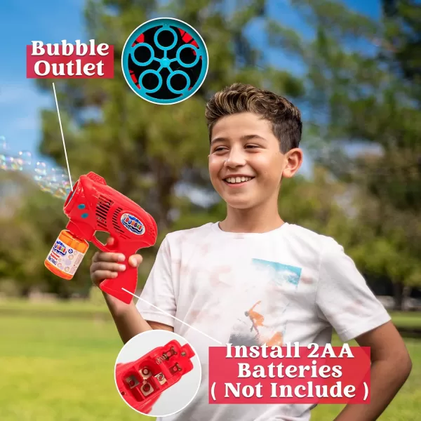 JOYIN 2 Kids Bubble Gun with 2 Bottles Bubble Refill Solution Bubble Guns Kids 48 Bubble Machine Gun for Toddlers 13 Bubble Gun Blaster Party Favors Summer Toy Outdoors Easter Birthday GiftRedblue