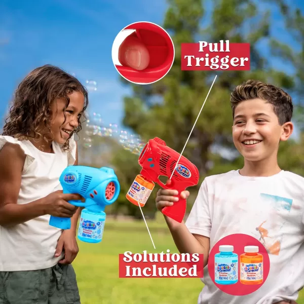 JOYIN 2 Kids Bubble Gun with 2 Bottles Bubble Refill Solution Bubble Guns Kids 48 Bubble Machine Gun for Toddlers 13 Bubble Gun Blaster Party Favors Summer Toy Outdoors Easter Birthday GiftRedblue