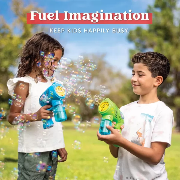 JOYIN 2 Kids Bubble Gun with 2 Bottles Bubble Refill Solution Bubble Guns Kids 48 Bubble Machine Gun for Toddlers 13 Bubble Gun Blaster Party Favors Summer Toy Outdoors Easter Birthday GiftBluegreen