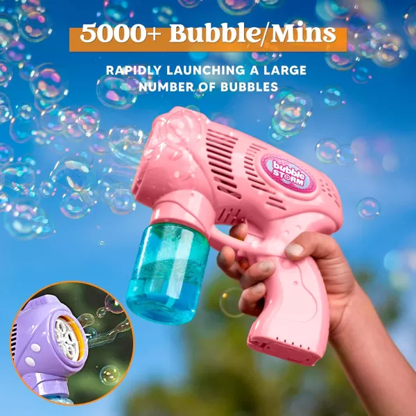 JOYIN 2 Kids Bubble Gun with 2 Bottles Bubble Refill Solution Bubble Guns Kids 48 Bubble Machine Gun for Toddlers 13 Bubble Gun Blaster Party Favors Summer Toy Outdoors Easter Birthday GiftPinkpurple