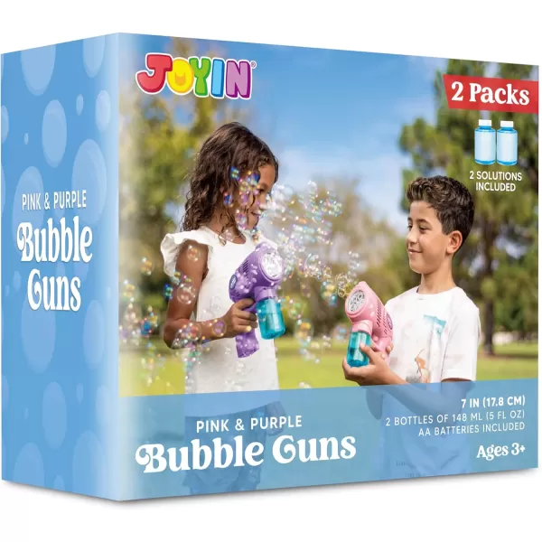 JOYIN 2 Kids Bubble Gun with 2 Bottles Bubble Refill Solution Bubble Guns Kids 48 Bubble Machine Gun for Toddlers 13 Bubble Gun Blaster Party Favors Summer Toy Outdoors Easter Birthday GiftPinkpurple