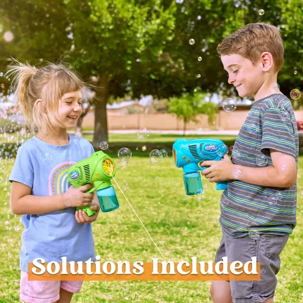 JOYIN 2 Kids Bubble Gun with 2 Bottles Bubble Refill Solution Bubble Guns Kids 48 Bubble Machine Gun for Toddlers 13 Bubble Gun Blaster Party Favors Summer Toy Outdoors Easter Birthday GiftBluegreen