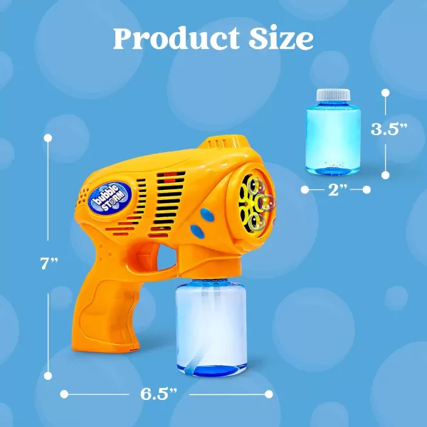 JOYIN 2 Kids Bubble Gun with 2 Bottles Bubble Refill Solution Bubble Guns Kids 48 Bubble Machine Gun for Toddlers 13 Bubble Gun Blaster Party Favors Summer Toy Outdoors Easter Birthday GiftOrangeyellow
