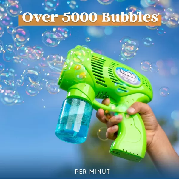 JOYIN 2 Kids Bubble Gun with 2 Bottles Bubble Refill Solution Bubble Guns Kids 48 Bubble Machine Gun for Toddlers 13 Bubble Gun Blaster Party Favors Summer Toy Outdoors Easter Birthday GiftBluegreen