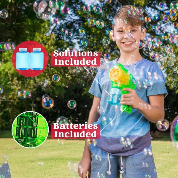JOYIN 2 Kids Bubble Gun with 2 Bottles Bubble Refill Solution Bubble Guns Kids 48 Bubble Machine Gun for Toddlers 13 Bubble Gun Blaster Party Favors Summer Toy Outdoors Easter Birthday GiftGreenblue