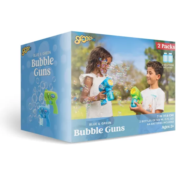 JOYIN 2 Kids Bubble Gun with 2 Bottles Bubble Refill Solution Bubble Guns Kids 48 Bubble Machine Gun for Toddlers 13 Bubble Gun Blaster Party Favors Summer Toy Outdoors Easter Birthday GiftBluegreen