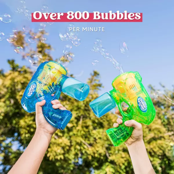 JOYIN 2 Kids Bubble Gun with 2 Bottles Bubble Refill Solution Bubble Guns Kids 48 Bubble Machine Gun for Toddlers 13 Bubble Gun Blaster Party Favors Summer Toy Outdoors Easter Birthday GiftGreenblue