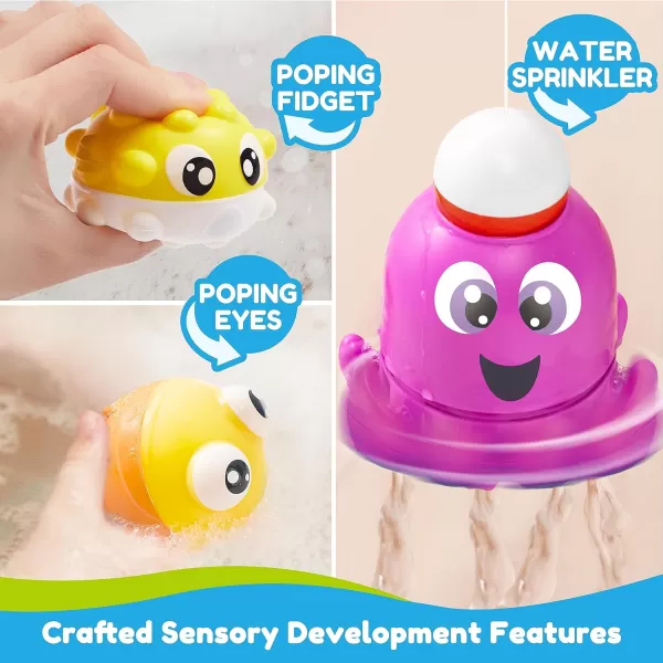 JOYIN Baby Bath Toy Set  Magnetic Fishing Toy with Fishing Rod Soft Puffer ampamp Clown Fish Spinning Octopus and Starfish Windup Shark and Turtle  Sensory Development for Infants ampamp Toddler