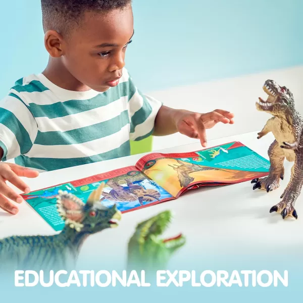 JOYIN Big Dinosaur Toys for Toddlers 6 Piece Large Soft Dinosaur Figures with an Educational Book Realistic Dinosaur Toys for Kids Ages 1 2 3 4 5 Jumbo Dinosaur Toys for Boys and Girls Gift
