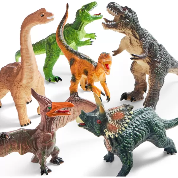 JOYIN Big Dinosaur Toys for Toddlers 6 Piece Large Soft Dinosaur Figures with an Educational Book Realistic Dinosaur Toys for Kids Ages 1 2 3 4 5 Jumbo Dinosaur Toys for Boys and Girls Gift