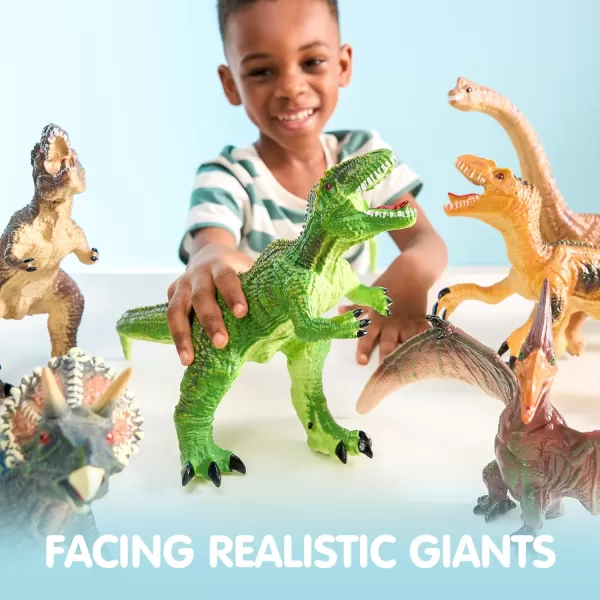 JOYIN Big Dinosaur Toys for Toddlers 6 Piece Large Soft Dinosaur Figures with an Educational Book Realistic Dinosaur Toys for Kids Ages 1 2 3 4 5 Jumbo Dinosaur Toys for Boys and Girls Gift