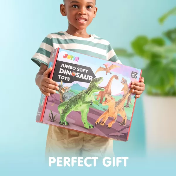 JOYIN Big Dinosaur Toys for Toddlers 6 Piece Large Soft Dinosaur Figures with an Educational Book Realistic Dinosaur Toys for Kids Ages 1 2 3 4 5 Jumbo Dinosaur Toys for Boys and Girls Gift