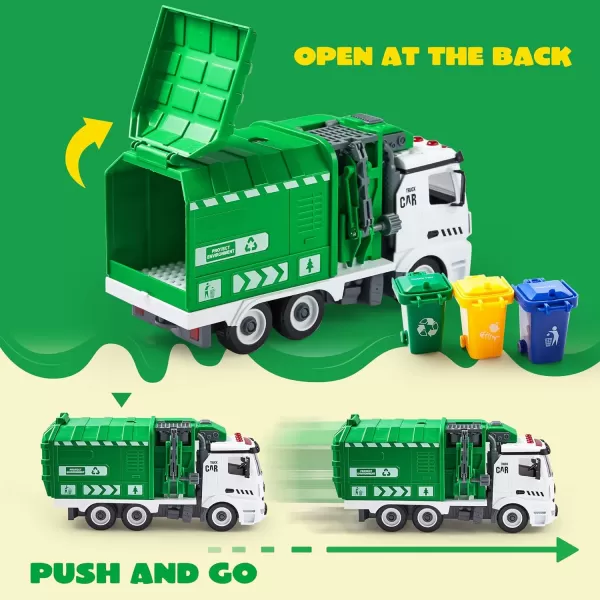 JOYIN Garbage Truck Toy Boys ampamp Girls Gifts Kids DIY Assembly Friction Powered SideDump Garbage Toy with Light and Sounds 3 Trash Cans 3 Replaceable Screwdrivers Age 1 2 3 4 5