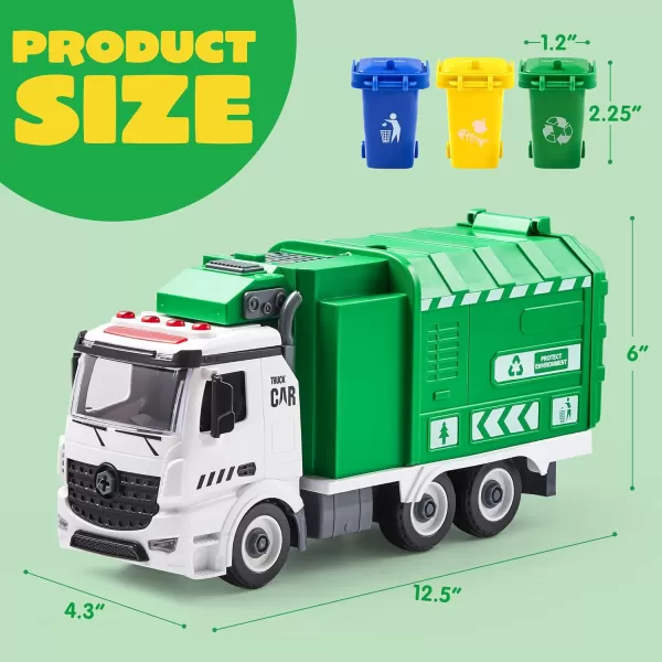 JOYIN Garbage Truck Toy Boys ampamp Girls Gifts Kids DIY Assembly Friction Powered SideDump Garbage Toy with Light and Sounds 3 Trash Cans 3 Replaceable Screwdrivers Age 1 2 3 4 5