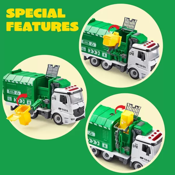 JOYIN Garbage Truck Toy Boys ampamp Girls Gifts Kids DIY Assembly Friction Powered SideDump Garbage Toy with Light and Sounds 3 Trash Cans 3 Replaceable Screwdrivers Age 1 2 3 4 5