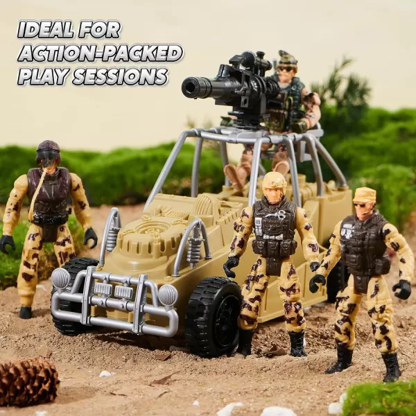 JOYIN Military Base Toys Set Including Military Base Military Vehicles Army Men Action Figures and Weapon Gear Accessories Military Combat Toys