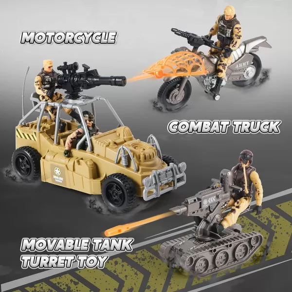 JOYIN Military Base Toys Set Including Military Base Military Vehicles Army Men Action Figures and Weapon Gear Accessories Military Combat Toys