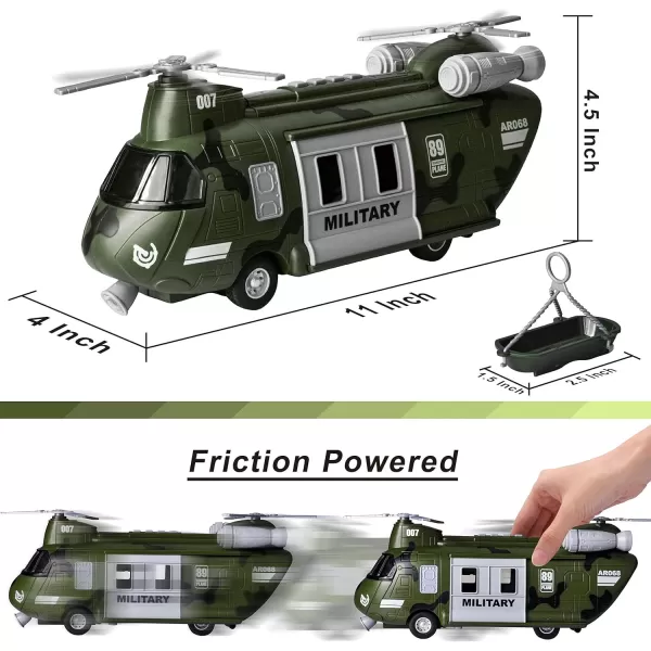 JOYIN Military Vehicles Toy Set of Friction Powered Transport Helicopter with Light and Sound Siren and Soldier Army Men Action Figures for Kids