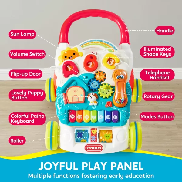 SYNCFUN Baby Learning Walker 2 in 1 Sit to Stand Learning Toys Baby Toys 612 Months Educational Toys for 1 Year Old Push Walker Gift with Wheels for Infant Boys Girls