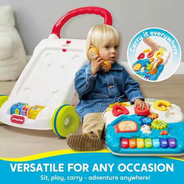 SYNCFUN Baby Learning Walker 2 in 1 Sit to Stand Learning Toys Baby Toys 612 Months Educational Toys for 1 Year Old Push Walker Gift with Wheels for Infant Boys Girls