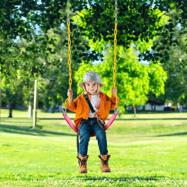 TURFEE 2 Pack Swing for Outdoor Swing Set Swing Seat Replacement Kit with 66quot Heavy Duty Chains 4 Snap Hook for Kids Outdoor Play Playground Trees Swing Set Playground BluePink