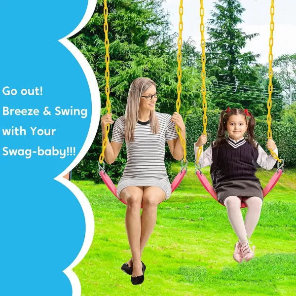 TURFEE 2 Pack Swing for Outdoor Swing Set Swing Seat Replacement Kit with 66quot Heavy Duty Chains 4 Snap Hook for Kids Outdoor Play Playground Trees Swing Set Playground BluePink