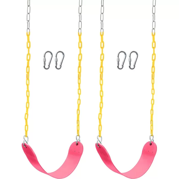TURFEE 2 Pack Swing for Outdoor Swing Set Swing Seat Replacement Kit with 66quot Heavy Duty Chains 4 Snap Hook for Kids Outdoor Play Playground Trees Swing Set Playground BluePink