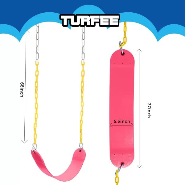 TURFEE 2 Pack Swing for Outdoor Swing Set Swing Seat Replacement Kit with 66quot Heavy Duty Chains 4 Snap Hook for Kids Outdoor Play Playground Trees Swing Set Playground BluePink