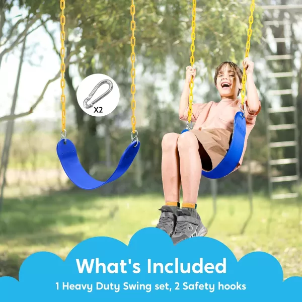 TURFEE Heavy Duty Swing Seat Green Color with 66 Chain Swing Set Accessories Replacement with Snap Hooks for Kids Outdoor Play Playground Trees Swing SetBlue