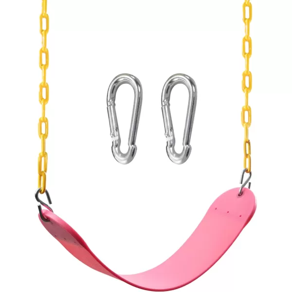 TURFEE Heavy Duty Swing Seat Green Color with 66 Chain Swing Set Accessories Replacement with Snap Hooks for Kids Outdoor Play Playground Trees Swing SetPink