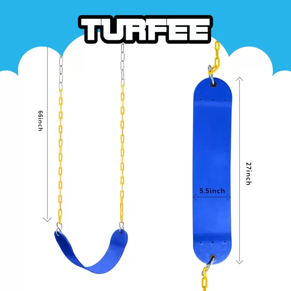TURFEE Heavy Duty Swing Seat Green Color with 66 Chain Swing Set Accessories Replacement with Snap Hooks for Kids Outdoor Play Playground Trees Swing SetBlue
